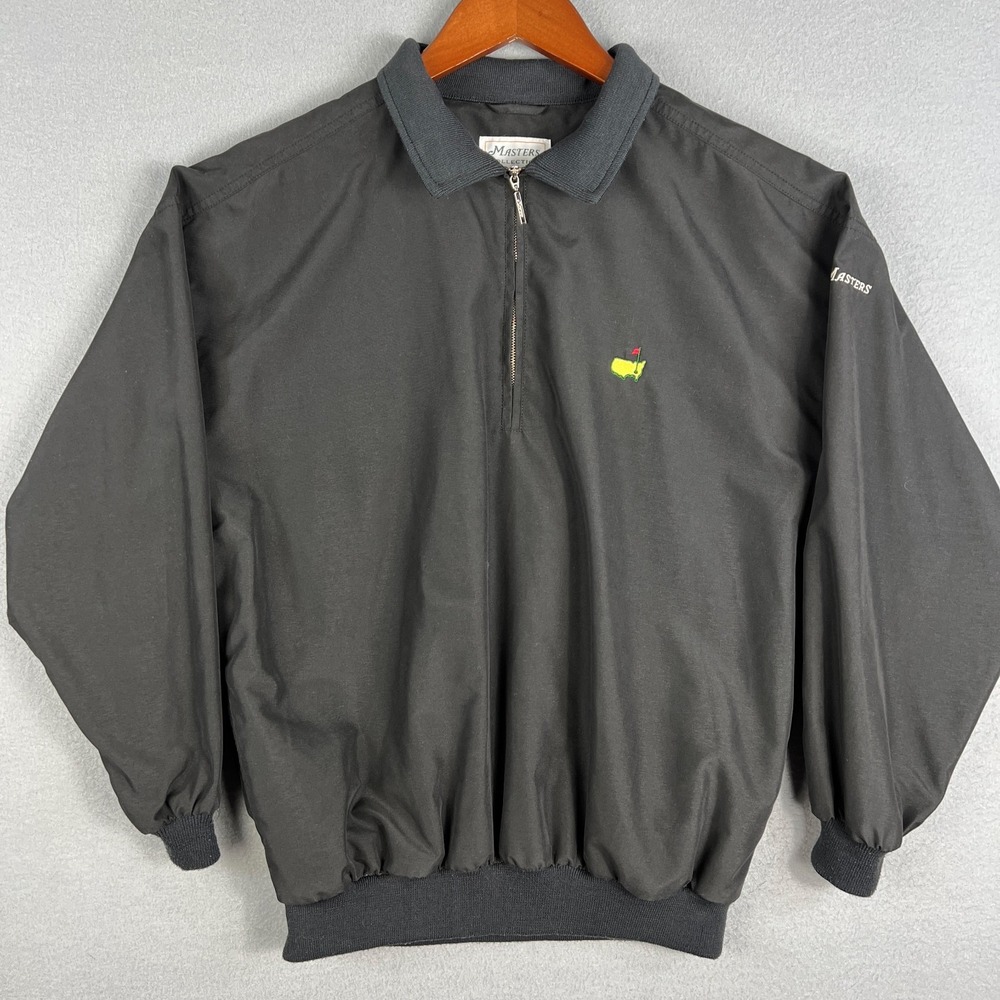 Masters Collection Golf 1/4 Zip Jacket Mens M Pullover Windbreaker Black Golfing